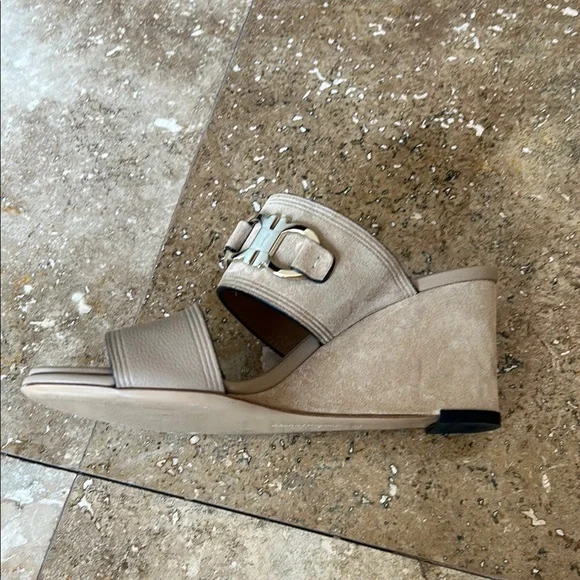 Salvatore Ferragamo Tan Slide Sandals with Metal Detail - Picture 7 of 13